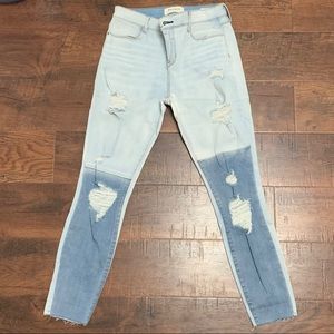 two tone ankle jeggings